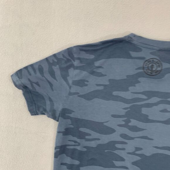 Gold's Gym T Shirt Adult Small Advance Performance Apparel Camo Blue Stretch - Picture 9 of 10